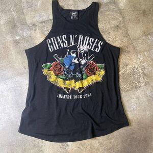 guns n roses black logo tank top size small
